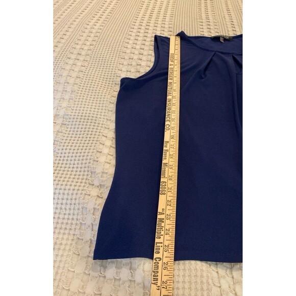 Kasper Womens Blouse Sleeveless Top Navy Size XL + Stretch Keyhole Pleated Frnt - Picture 10 of 10